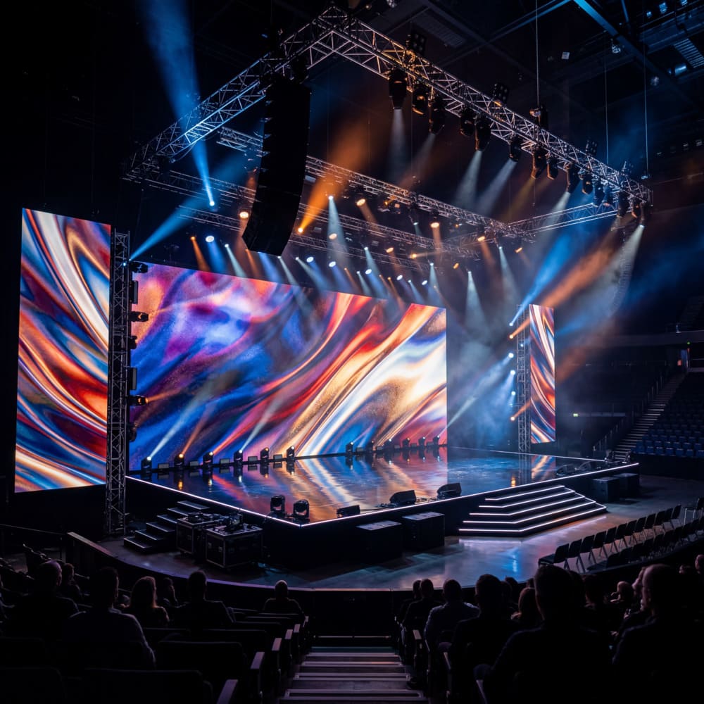 Greenery LED video wall corporate event setup